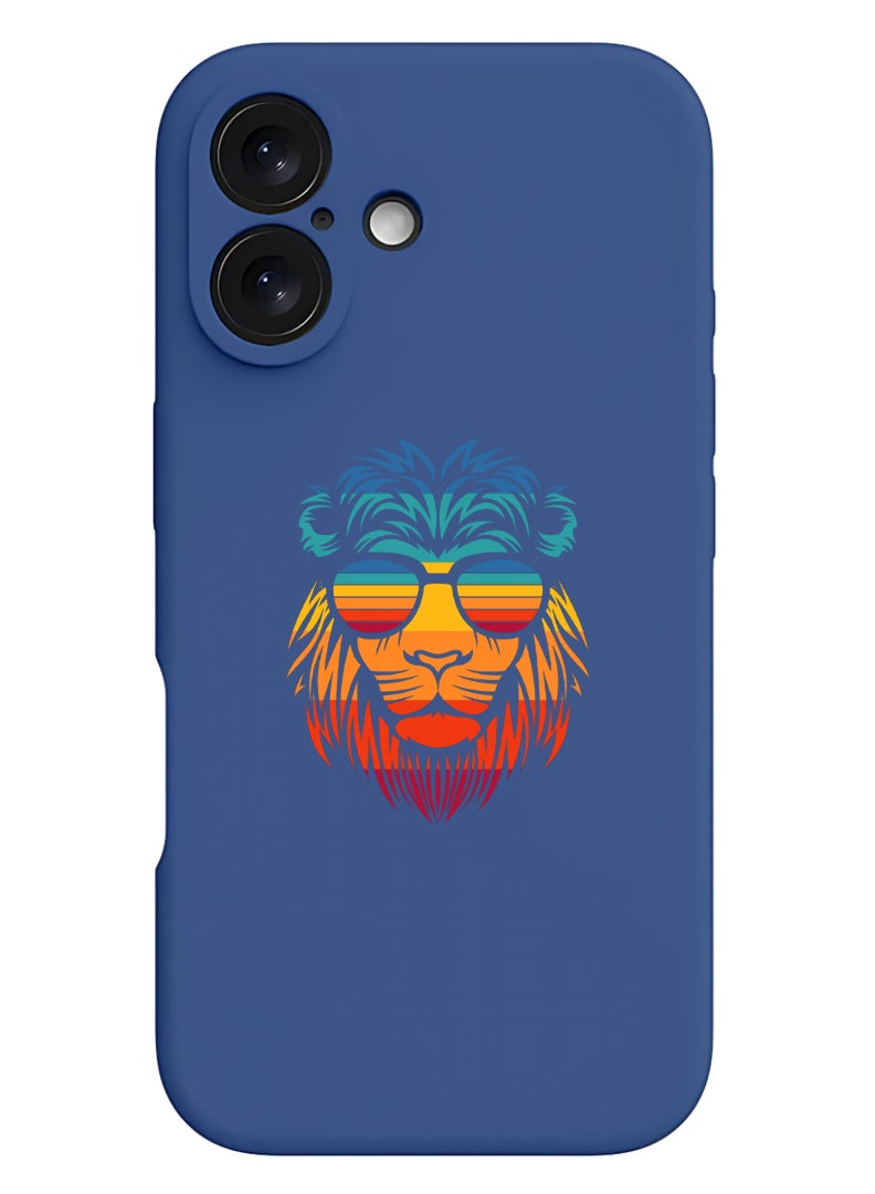 Theodor iPhone 16 Plus Blue Protective Slim Fit Case Liquid Silicone Cover with Full Body Protection Anti-Scratch Shockproof Case For iPhone - lion - Image 1