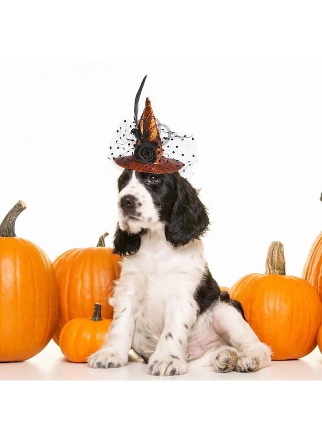 Halloween Pet Hat Adjustable Witch Hats for Cats Dogs Yellow Witch Hat Pet Headwear Black Lace Cosplay Costumes Adjustable Flower Hat for Small and Medium Cats Dogs - Image 5