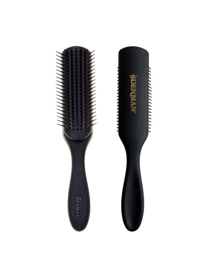 DENMAN فرشاة شعر مجعد جاك دين من دينمان D3 (أسود بالكامل) فرشاة تصفيف 7 صفوف لفك التشابك، الفصل، التشكيل وتحديد التجاعيد - للنساء والرجال - Image 1