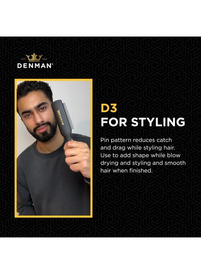 DENMAN فرشاة شعر مجعد جاك دين من دينمان D3 (أسود بالكامل) فرشاة تصفيف 7 صفوف لفك التشابك، الفصل، التشكيل وتحديد التجاعيد - للنساء والرجال - Image 4