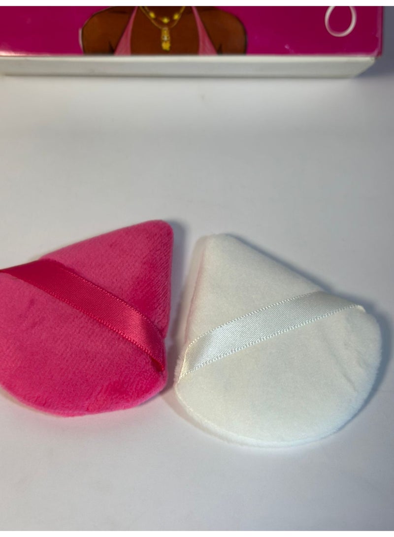 اسفنجة بودرة مخملية مثلثة الشكل للكونسيلر وبودرة الوجه السائبة قابلة للغسل واعادة الاستخدام وناعمة ، مجموعة من قطعتين من اداة مكياج قطيفة رطبة وجافة متعدد الالوان - Image 4