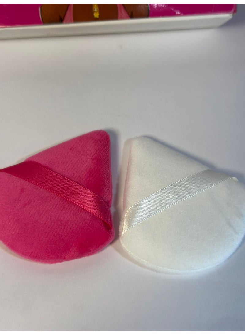 اسفنجة بودرة مخملية مثلثة الشكل للكونسيلر وبودرة الوجه السائبة قابلة للغسل واعادة الاستخدام وناعمة ، مجموعة من قطعتين من اداة مكياج قطيفة رطبة وجافة متعدد الالوان - Image 2