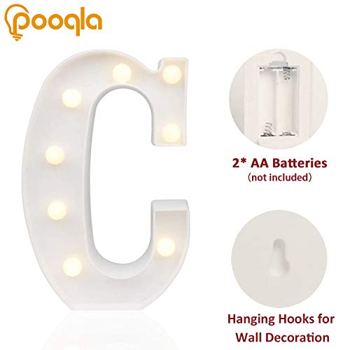 Pooqla LED Marquee Letter Lights Sign, Light Up Alphabet Letter for Home Party Wedding Decoration C - Image 2