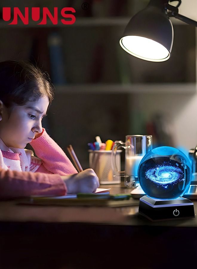 UNUNS 3D Galaxy Crystal Ball Multicolor Nightlight Decolamp,Colorful Lighting Touch Base,Science Astronomy Space Galaxy System Model, Universe Planet Cool Presents Gifts Decor - Image 5