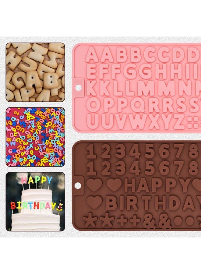 Yumatouch 2 Pieces Letters Numbers Chocolate Mould Set Silicone Happy Birthday Symbols Moulds Silicone Chocolate Molds for Birthday Cake Decoration Baking DIY - Image 4