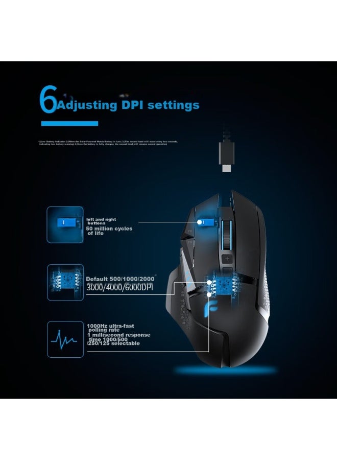 Dearmo F35 Wired Mouse, Wireless Mouse, Gaming Mouse, Dual-mode Mouse, Rechargeable Mouse, Customizable Weight Mouse, Classic Black, 6000dpi - Image 5