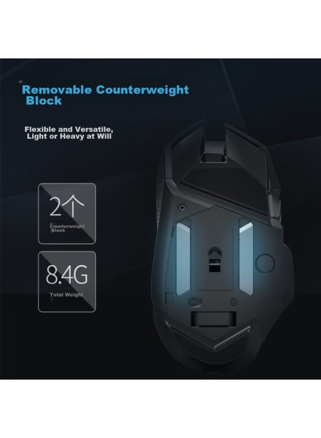 Dearmo F35 Wired Mouse, Wireless Mouse, Gaming Mouse, Dual-mode Mouse, Rechargeable Mouse, Customizable Weight Mouse, Classic Black, 6000dpi - Image 4