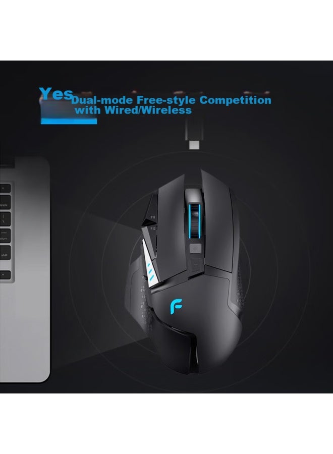 Dearmo F35 Wired Mouse, Wireless Mouse, Gaming Mouse, Dual-mode Mouse, Rechargeable Mouse, Customizable Weight Mouse, Classic Black, 6000dpi - Image 1