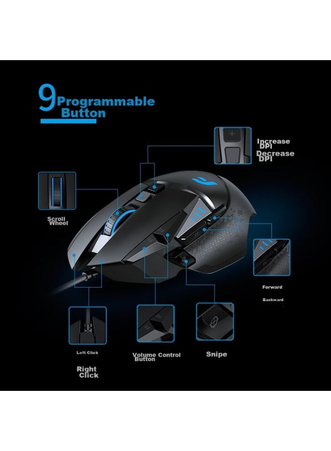 Dearmo F35 Wired Mouse, Wireless Mouse, Gaming Mouse, Dual-mode Mouse, Rechargeable Mouse, Customizable Weight Mouse, Classic Black, 6000dpi - Image 2