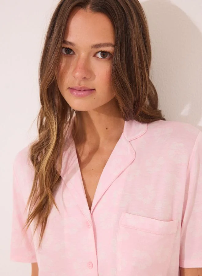 women'secret Pink Capri Viscose Classic Pyjamas