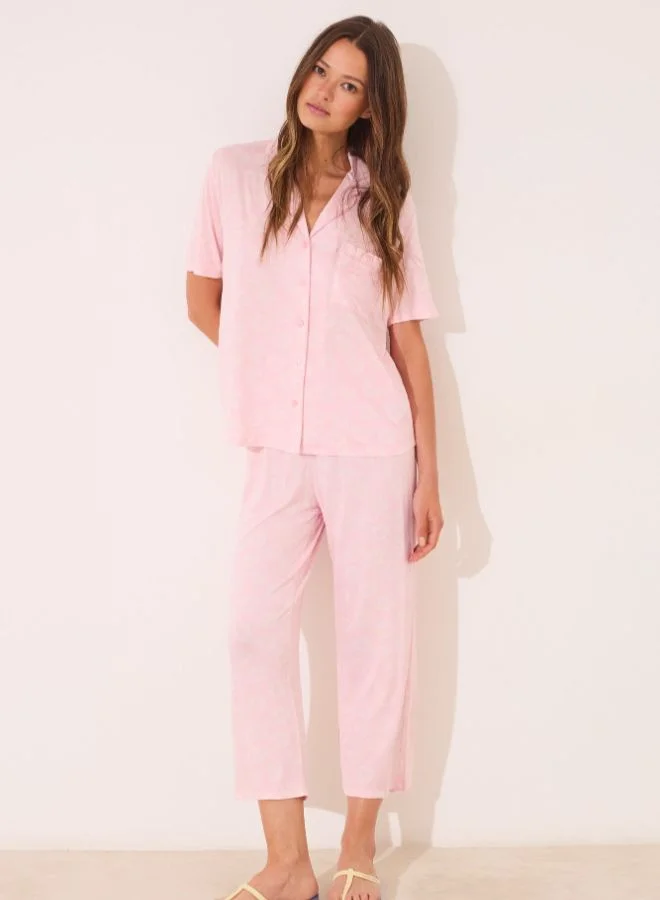 women'secret Pink Capri Viscose Classic Pyjamas