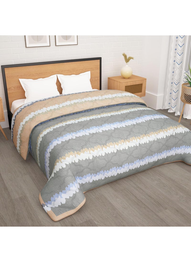 Story@Home Story@Home Comforter Single Bed | 180GSM Microfiber Blanket Double Bed | 220X 250cm | AC Comforter Double Bed | Teal & White Blanket | Motif Pattern | Quilt | Duvet | Dohar | Perfect Festive Gifting  - Image 1