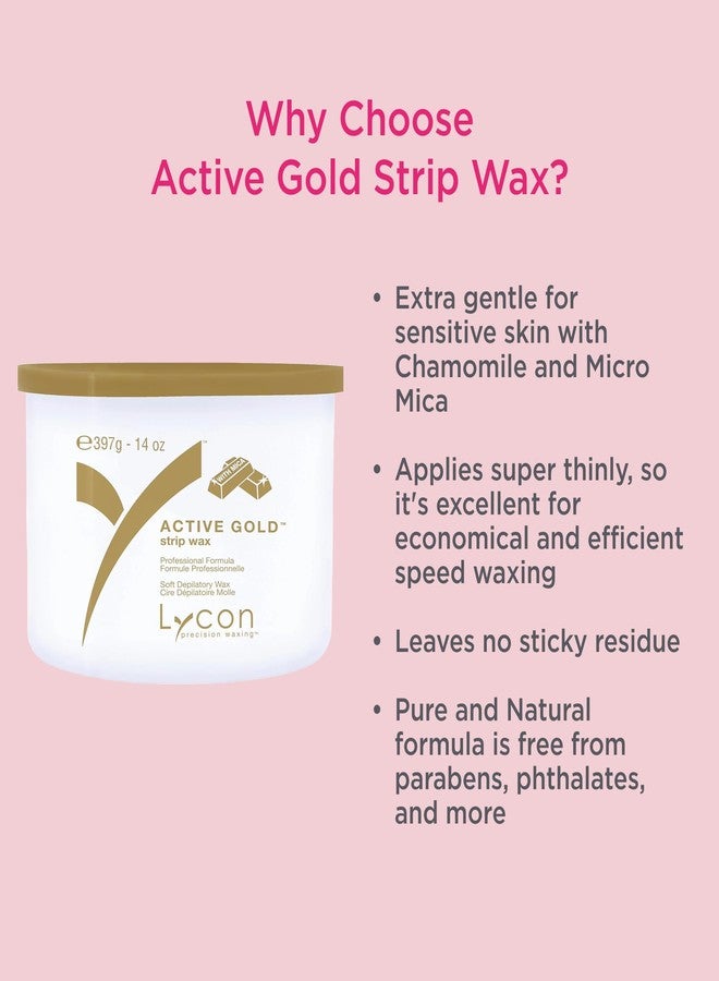 Lycon Active Gold Strip Wax for Hair Removal at Home, Soft Wax for Gentle Use Over Larger Areas, Professional-Grade Soothing Formula, Suitable for Sensitive Skin, 400ml - Image 2