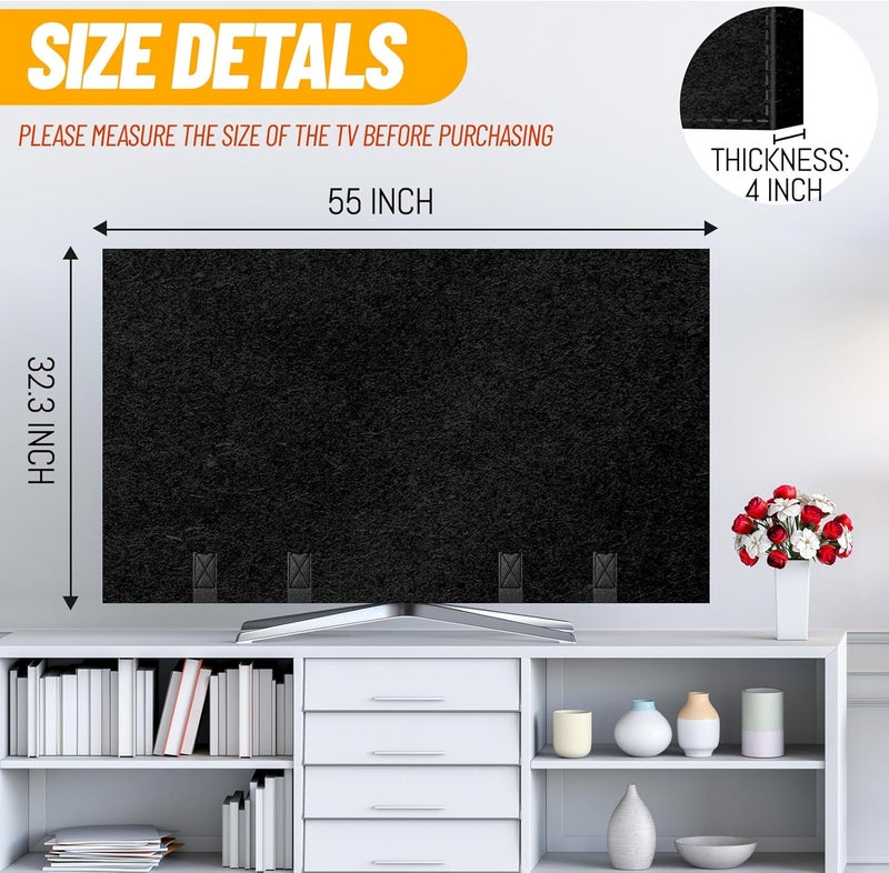 EcoBrisa TV Moving Cover Flat Screen TV Heavy Duty Felt Screen Protector Anti-Scratch with Bottom Strap During House Moving,Storing, Painting or Home Renovation Packing Cushioning Supplies (50-55in) - Image 2