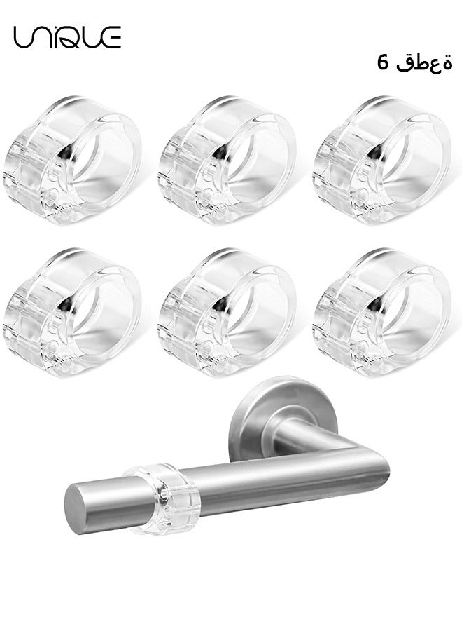 Unique 6Pcs Door Handle Crash Ring Protector,Door Handle Bumper PVC Material Transparent Wall Protector,Reusable Anti-Collision Door Handle Buffer (17mm)  - Image 1