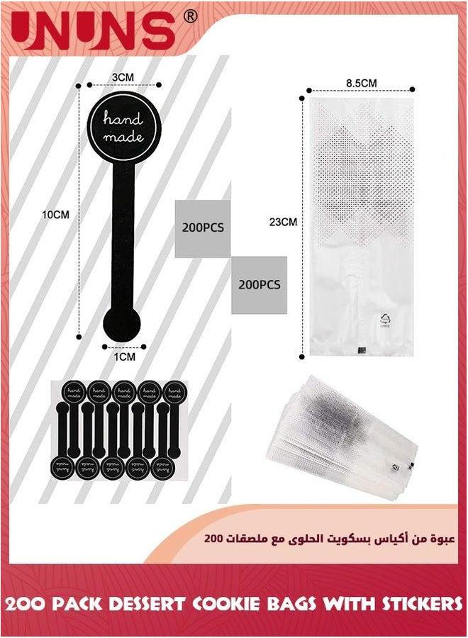 UNUNS Bread Packaging Bag,200 Pcs Translucent Plastic Bags With 200 Hand Made Stickers,Pastry Treat For Homemade Bread, Baked Goods Cake Chocolate Candy And Snack Wrapping - Image 2