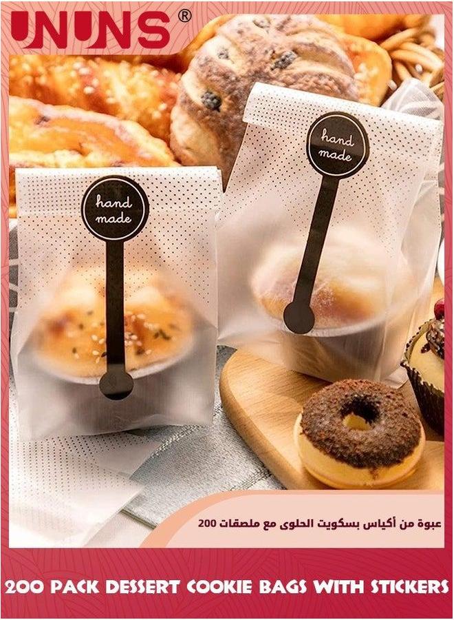 UNUNS Bread Packaging Bag,200 Pcs Translucent Plastic Bags With 200 Hand Made Stickers,Pastry Treat For Homemade Bread, Baked Goods Cake Chocolate Candy And Snack Wrapping - Image 5
