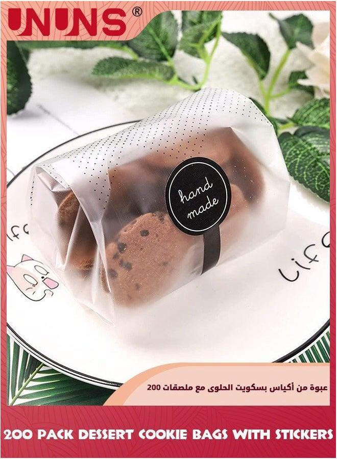 UNUNS Bread Packaging Bag,200 Pcs Translucent Plastic Bags With 200 Hand Made Stickers,Pastry Treat For Homemade Bread, Baked Goods Cake Chocolate Candy And Snack Wrapping - Image 4