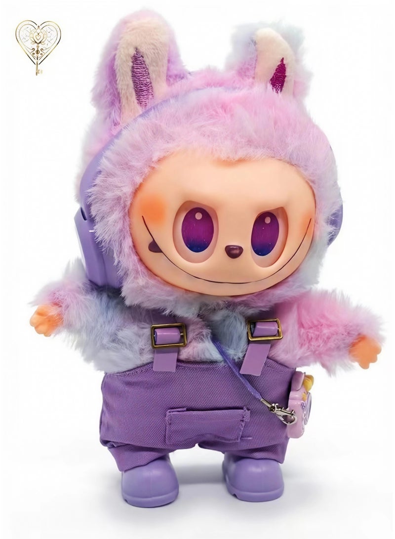 KeyAmor Labubu Plush Doll Keychain Set – 17cm Cute Monster Toy with Purple Furry Hoodie & Overalls – Soft Fluffy Labubu Keychain with Mini Camera Pendant – Doll and Clothes Included – Kawaii Labubu Figure for Bag, Purse, or Car Decoration – Collectible Gift for Kids & Adults - Image 5