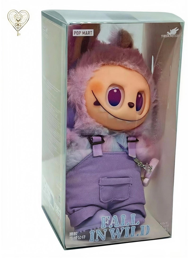 KeyAmor Labubu Plush Doll Keychain 17cm – Cute Monster Toy with Purple Hoodie & Overalls – Kawaii Bag Charm with Mini Camera Pendant – Gift Set - Image 5