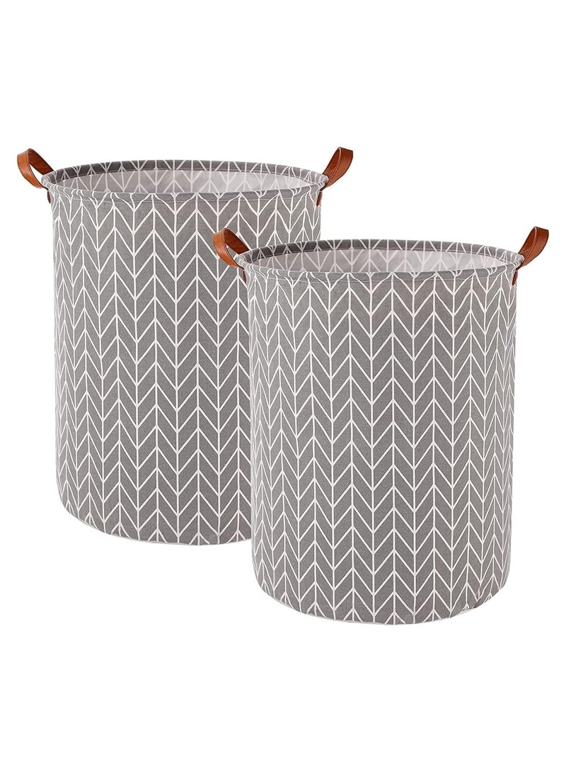2 Pack Waterproof Laundry Baskets, 65 L Collapsible Laundry Basket Hamper Bag Washing Bin Clothes Bag Organizer Basket, Storage Wash Basket Hamper for Clothes Toys Dirty Clothes Bedroom (Grey) - Image 1