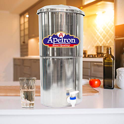 Apeiron Stainless Steel Non-Electric Candle Filter Water Filter With 1 Ceramic Candle With Brass Knob 16 Liter Capacity - Image 5