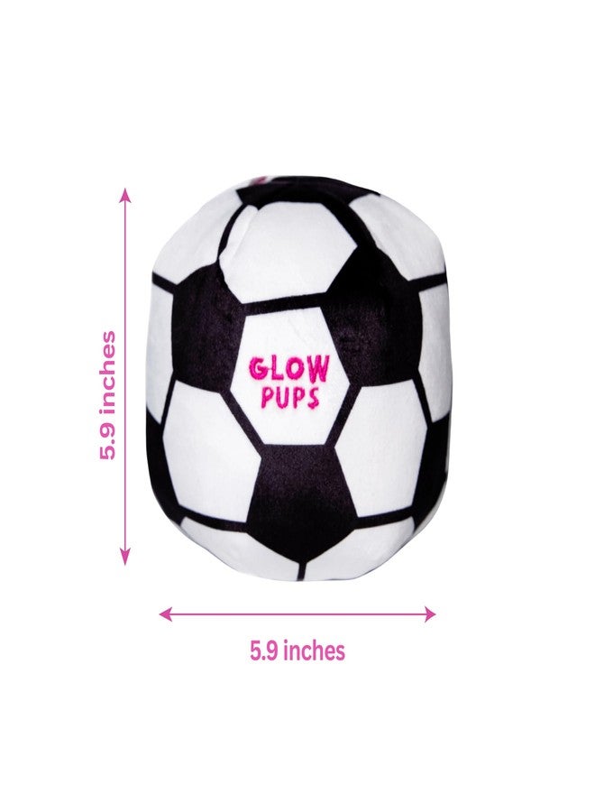 Glow Pups لعبة كرة قدم قطيفة مضيئة للكلاب مع صفارة، باللونين الأسود والأبيض - Image 3