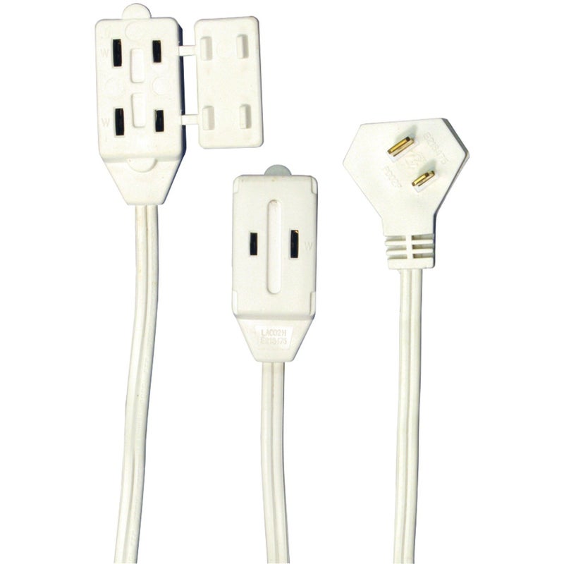 AXIS 45503 6Feet 3Outlet White Wall Hugger Indoor Extension Cord