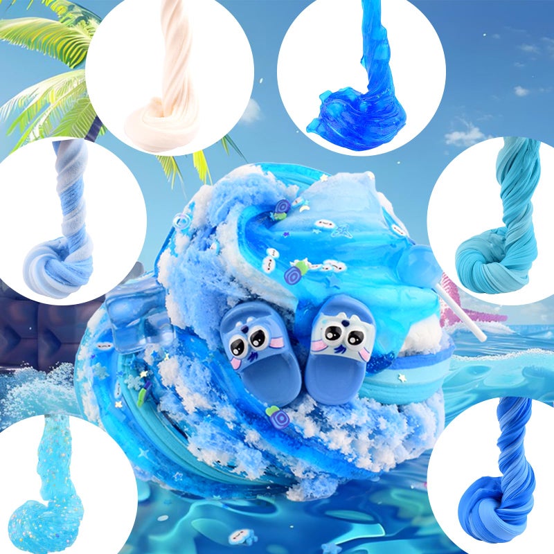 Rowecvce 6 Pack Slimes Kit, Blue Slime Kids, Cloud Butter & Clear Slime, Party Favors, Toys for Girls Boys Ages 8-12, Goodie Bag Stuffers, Birthday Gift Ideas Cute Stuff - Image 4