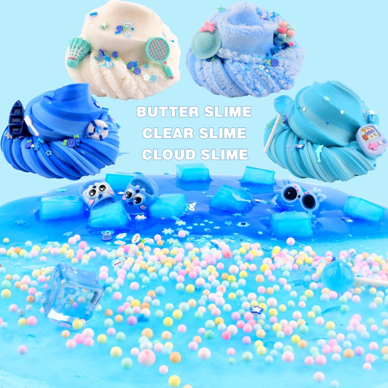Rowecvce 6 Pack Slimes Kit, Blue Slime Kids, Cloud Butter & Clear Slime, Party Favors, Toys for Girls Boys Ages 8-12, Goodie Bag Stuffers, Birthday Gift Ideas Cute Stuff - Image 2