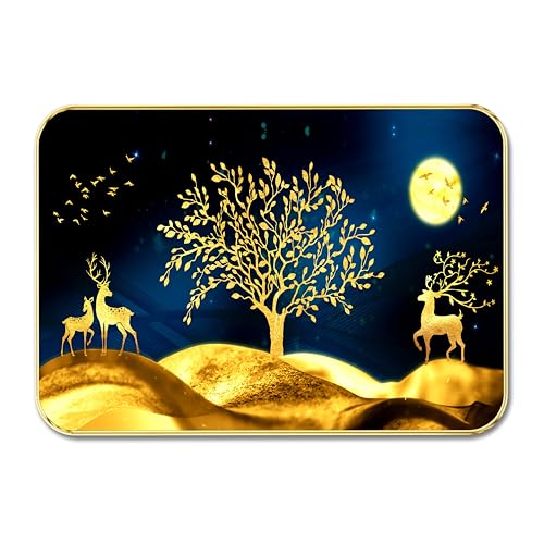 SAF Golden Deer Night Landscape Wall Art | Elegant Tree & Moonlight Design on MDF Board | Luxury Wall Décor for Living Room, Bedroom, Office & Home Decoration (18 x 24 Inch) ETNF01-1018 - Image 2