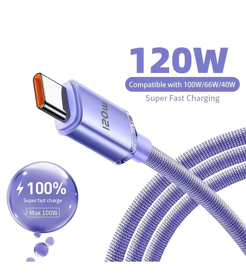 Ultra Fast Charging USB C Cable 120W Blue 0.25M - Image 1