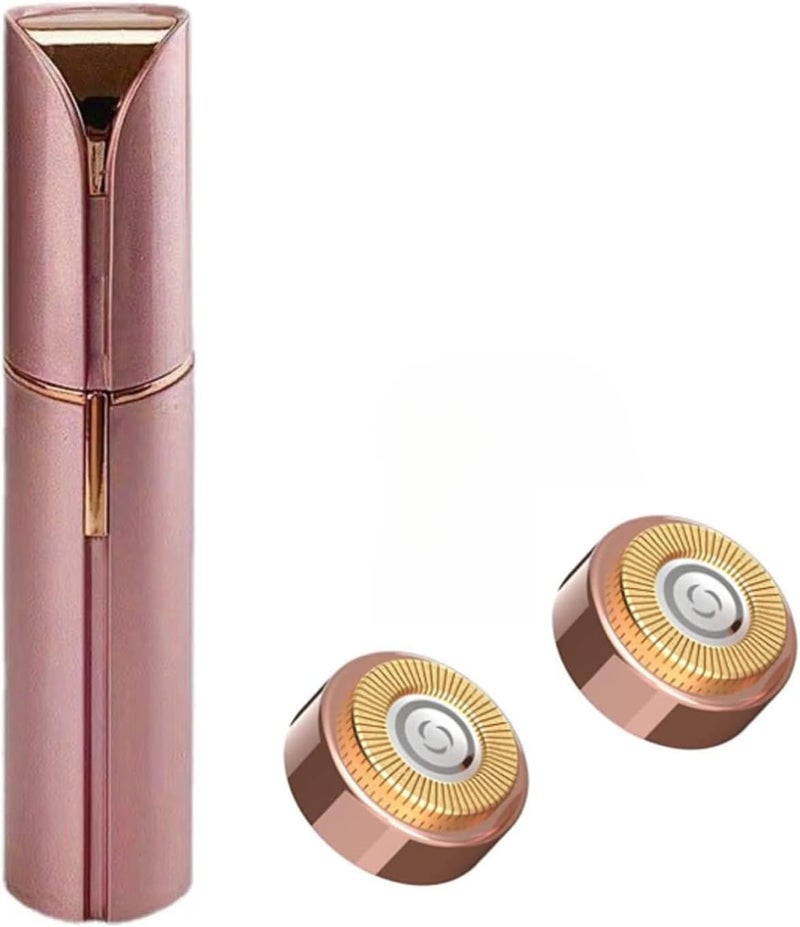 Mizznee ماكينة تشذيب شعر الوجه القابلة لإعادة الشحن للنساء، جهاز إزالة الشعر المحمول عبر USB للشفة والذقن والخد، جهاز إزالة شعر الوجه، مناسب للسفر، جهاز إزالة الشعر، ماكينة تشذيب دقيقة (ذهب وردي) - Image 1