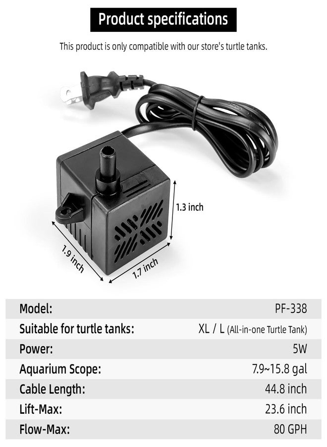 RunDuck Ultra-Quiet 5W Mini Submersible Water Pump - 80GPH Flow for Aquariums, Fish Tanks & Fountains Compact Small Water Pump with 44.8" Cord Energy Saving Low Noise Motor for Indoor/Outdoor Use - Image 2