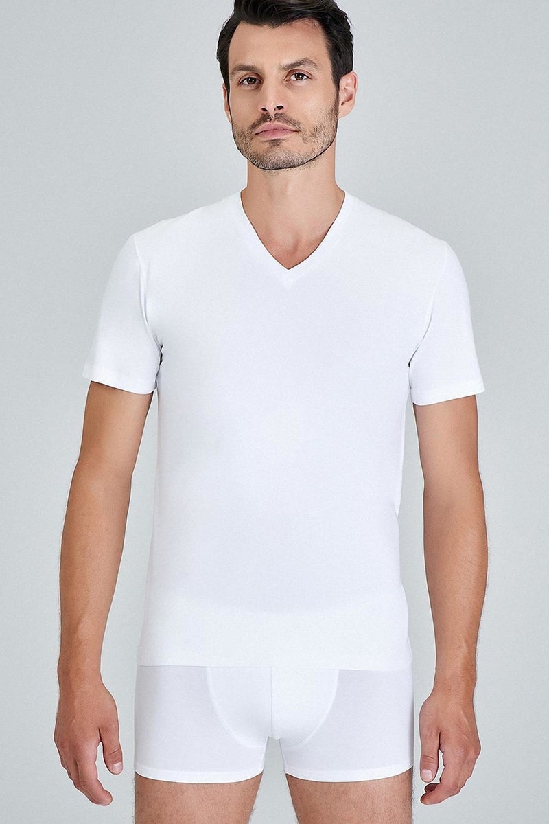 KOM Short Sleeve Cotton Modal Men's Antonio V Neck T-shirt  - Image 1