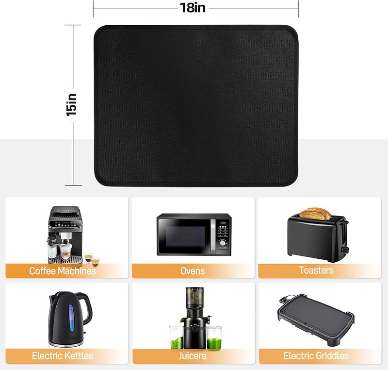 Amerbro Heat Resistant Mats for Countertop - Fireproof 15x18 in Heat Resistant Mats for Air Fryer - Hot Pad Air Fryer Mat Compatible with Ninja,COSORI,Cuisinart for Coffee Maker, Toaster, Oven 2PCS - Black - Image 5