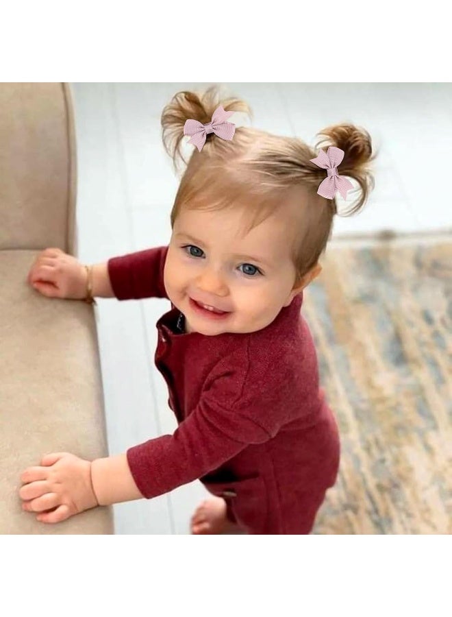 OAOLEER 2inch Baby Hair Clips, 24 Pieces/12 Pairs Fully Lined Baby Bows Hair Pins for Baby Girls Infants Toddlers 12 Colors in Pairs (Style C) - Image 3