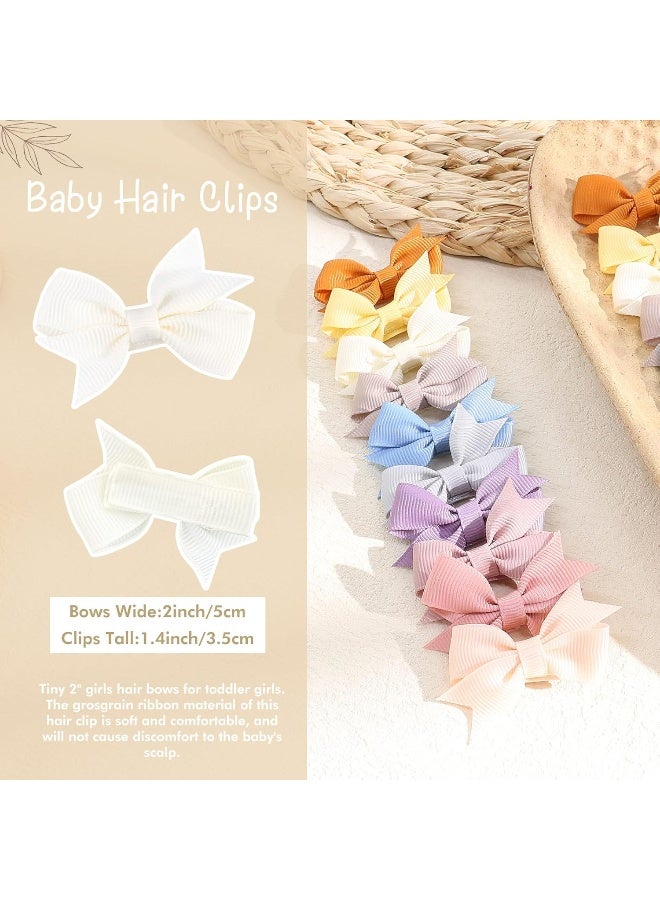 OAOLEER 2inch Baby Hair Clips, 24 Pieces/12 Pairs Fully Lined Baby Bows Hair Pins for Baby Girls Infants Toddlers 12 Colors in Pairs (Style C) - Image 4