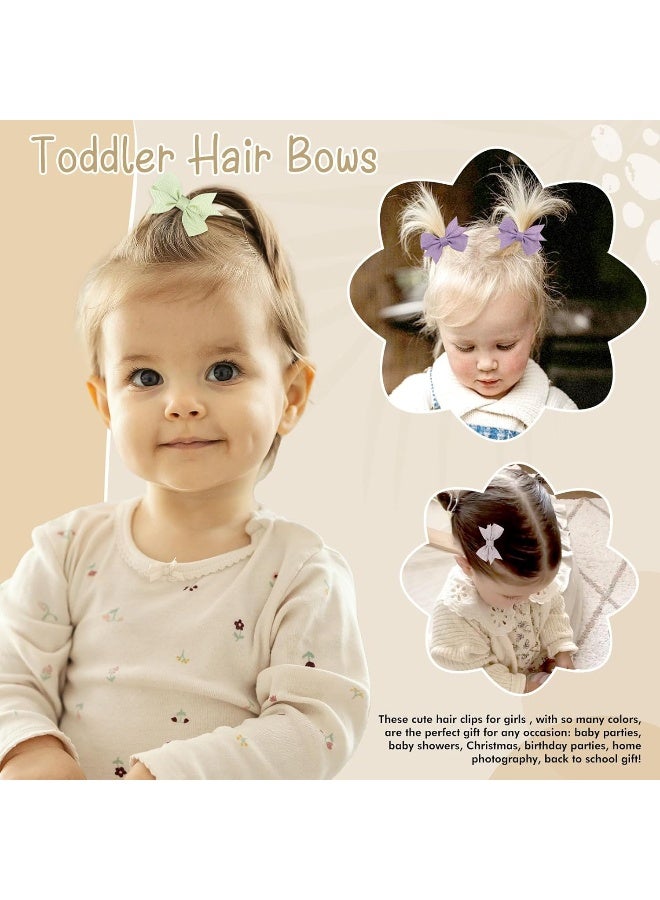 OAOLEER 2inch Baby Hair Clips, 24 Pieces/12 Pairs Fully Lined Baby Bows Hair Pins for Baby Girls Infants Toddlers 12 Colors in Pairs (Style C) - Image 5