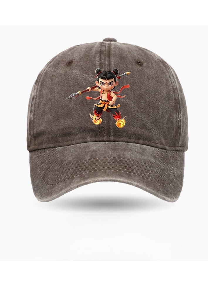 KUYING Nezha Printed Washed Cotton Baseball Cap 