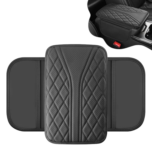 EKUWU Car Center Console Cover Leather Car Armrest Cover with 2 Storage Bags Universal Auto Armrest Cushion Automotive Interior Accessories Arm Rest Protector for Vehicle SUV Truck Black - Image 1