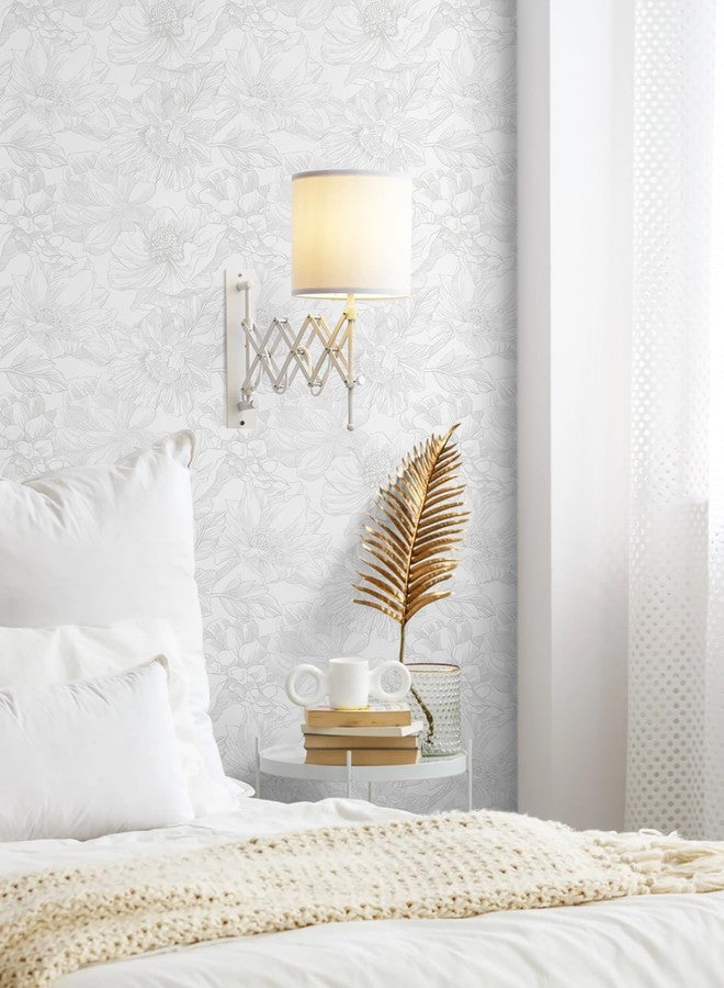 Dimoon 78.7"x17.3" Peel and Stick Wallpaper Contact Paper Floral Modern White Wallpaper Removable Wall Paper Self Adhesive Boho Contact Paper for Cabinets Drawers Gray Vintage Bedroom Thicken Vinyl - Image 4