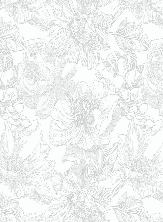 Dimoon 78.7"x17.3" Peel and Stick Wallpaper Contact Paper Floral Modern White Wallpaper Removable Wall Paper Self Adhesive Boho Contact Paper for Cabinets Drawers Gray Vintage Bedroom Thicken Vinyl - Image 1