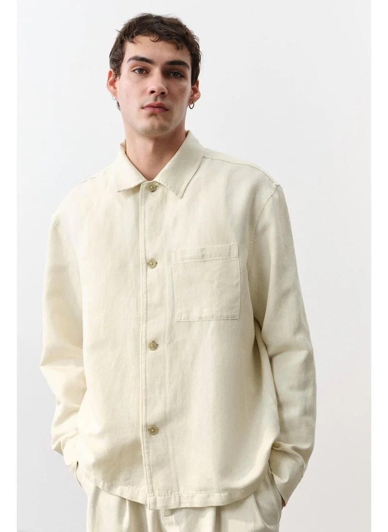اتش اند ام Regular Fit Linen-blend overshirt