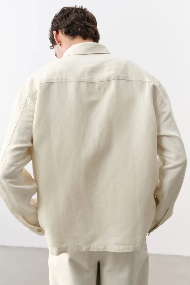 اتش اند ام Regular Fit Linen-blend overshirt