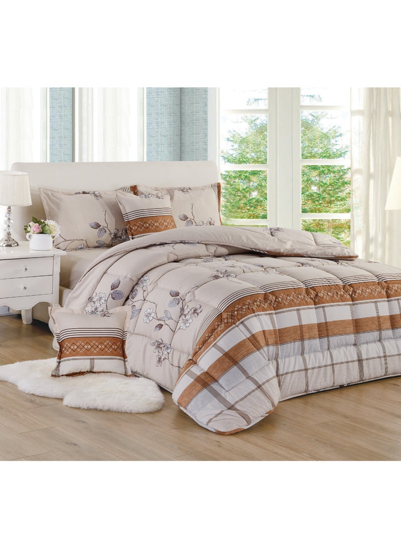 مون طقم مفرش  مقاس كينج مكون من 6 قطع طقم لحاف مزدوج للجنسين يتضمن 1 لحاف و 1 ملاءة سرير و2 غطاء وسادة نوم و 2 غطاء وسادة ديكور غطاء مناسب لجميع الاوقات - Image 1