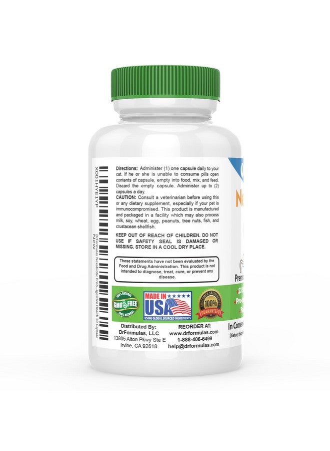 دي آر فورميولاز مسحوق بروبيوتيك نيكسابيوتيك للقطط من دكتور فورميولاز | يعالج إسهال الحيوانات الأليفة ببكتيريا ساكرومايسز بولاردي لاكتوباسيلوس أسيدوفيلوس، أفضل مكمل بروبيوتيك لصحة الجهاز الهضمي، 30 كبسولة - Image 3