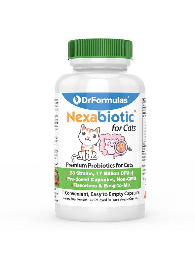 دي آر فورميولاز مسحوق بروبيوتيك نيكسابيوتيك للقطط من دكتور فورميولاز | يعالج إسهال الحيوانات الأليفة ببكتيريا ساكرومايسز بولاردي لاكتوباسيلوس أسيدوفيلوس، أفضل مكمل بروبيوتيك لصحة الجهاز الهضمي، 30 كبسولة - Image 1