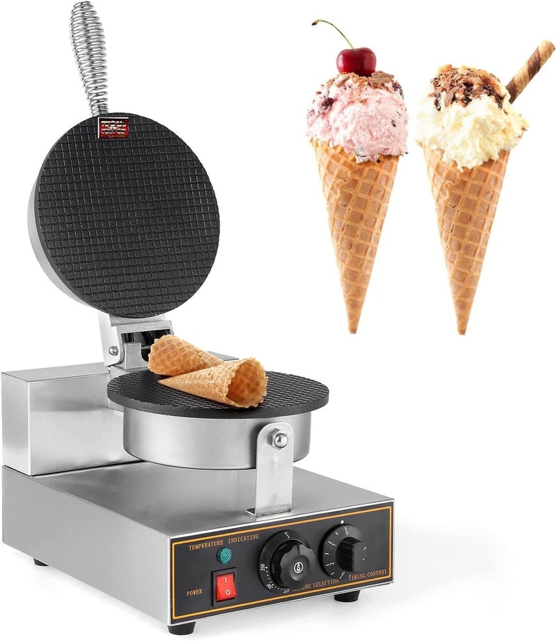 MAZORIA Commercial Waffle Cone Maker Electric Ice Cream Cone Maker for Hotels Restaurants Cafes Professional Quality NonStick Plates Quick Easy Cone Making Durable 220V Silver - Image 2