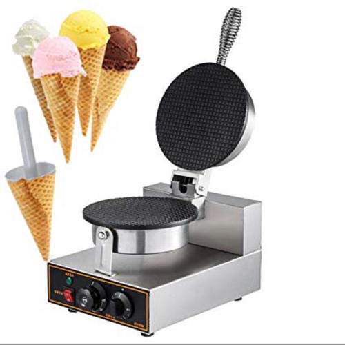 MAZORIA Commercial Waffle Cone Maker Electric Ice Cream Cone Maker for Hotels Restaurants Cafes Professional Quality NonStick Plates Quick Easy Cone Making Durable 220V Silver - Image 1